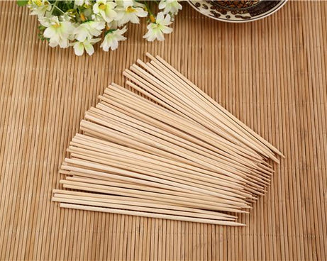 Camping Wooden Color Bamboo BBQ Skewers Barbecue Shish Kabob Sticks Fruit Kebab Meat Party Fountain Bamboo BBQ Sticks Skewers Wooden (30cm)