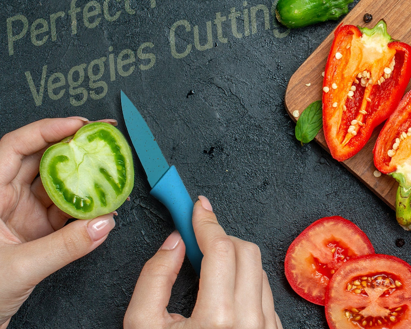 Professional Colorful Kitchen Knives Set of 6 Pieces, Non-Stick Blades with High Carbon Stainless Steel, Sharp Kitchen Cutting Knives Set for Slicing, Paring and Cooking, Chef Kitchen Knives Set