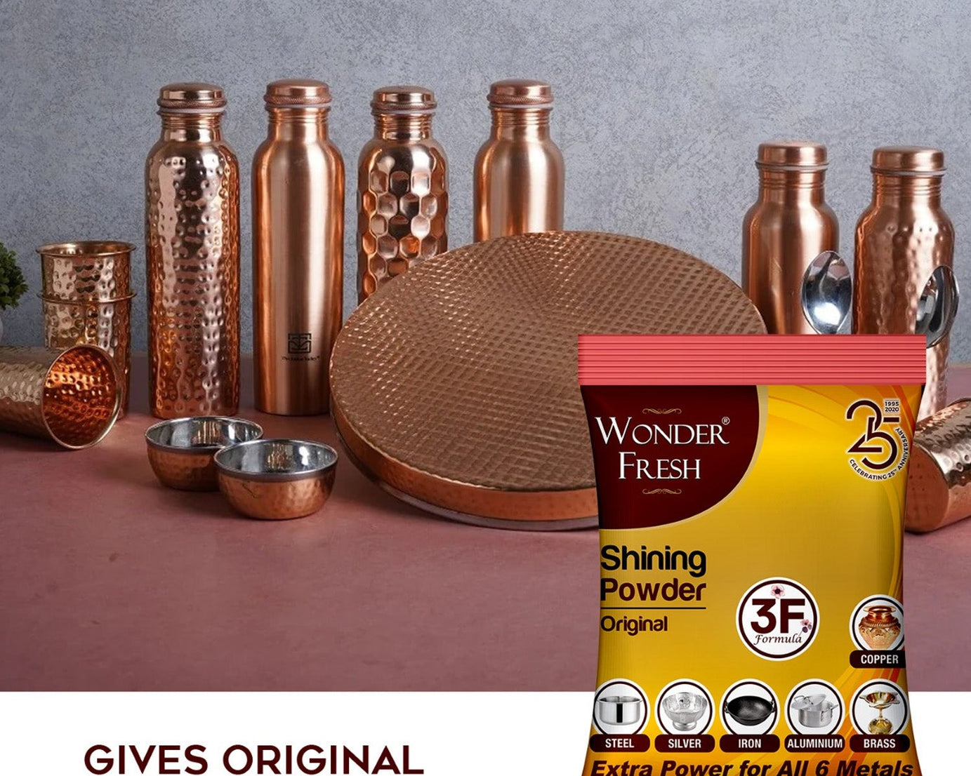 Shining Powder, Cleans and Polishes Copper, Brass, Silver, Aluminum, Iron, and Steel, Removes Tarnish and Oxidation (200 GM)