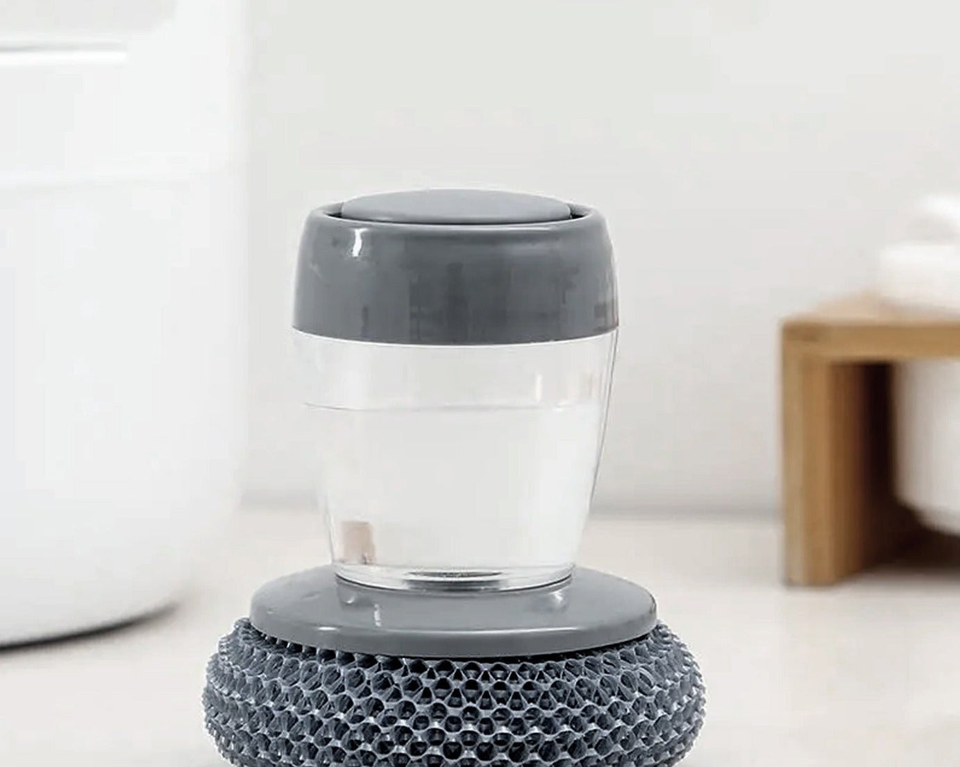 4921 Soap Dispensing Palm Brush Washing Liquid Dish Brush Soap Pot Utensils with Dispenser Cleaning