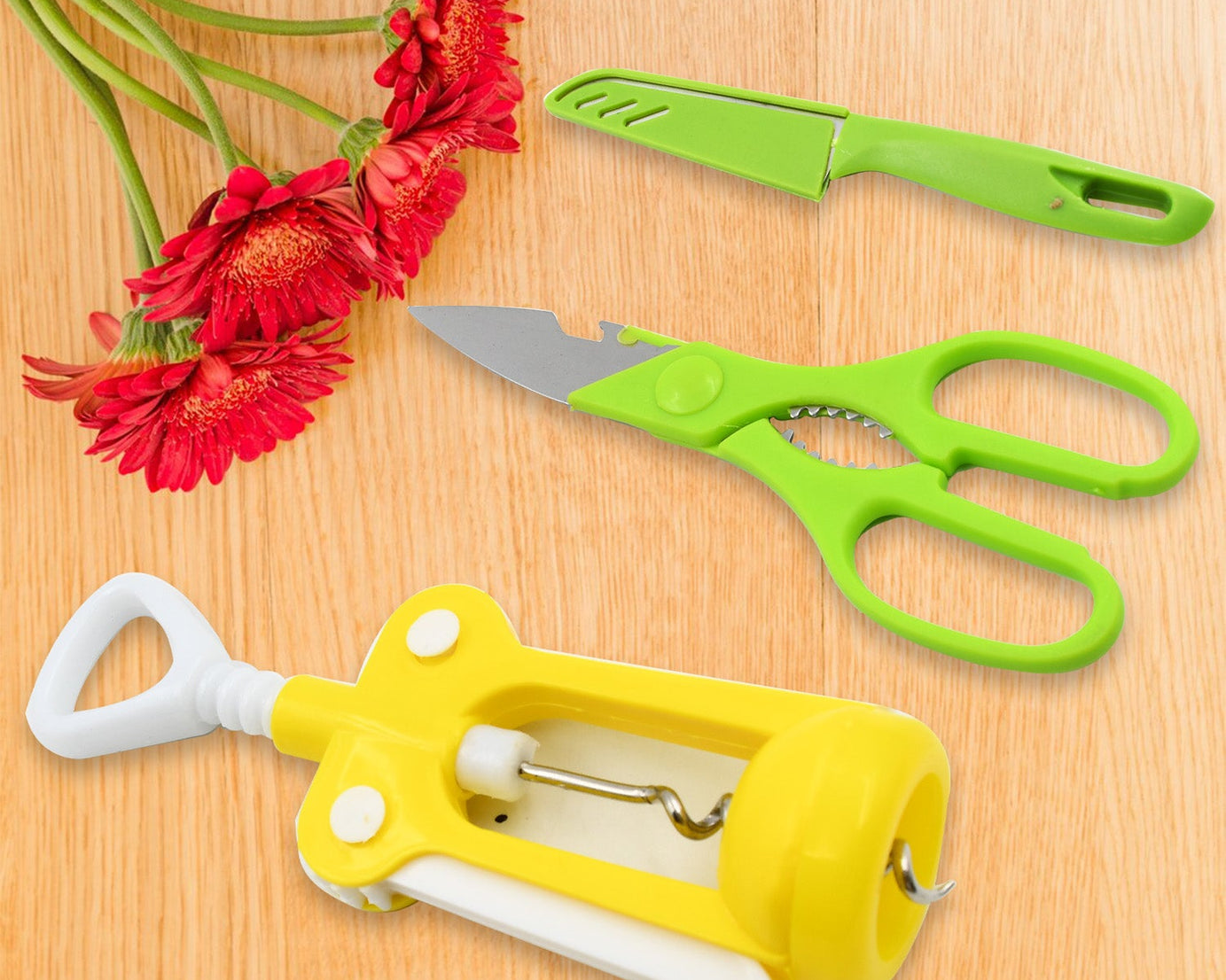 Multifunction Kitchen Tools Stainless Steel and Plastic Kitchen Knife and Scissor Ideal Accessory Set for Kitchen