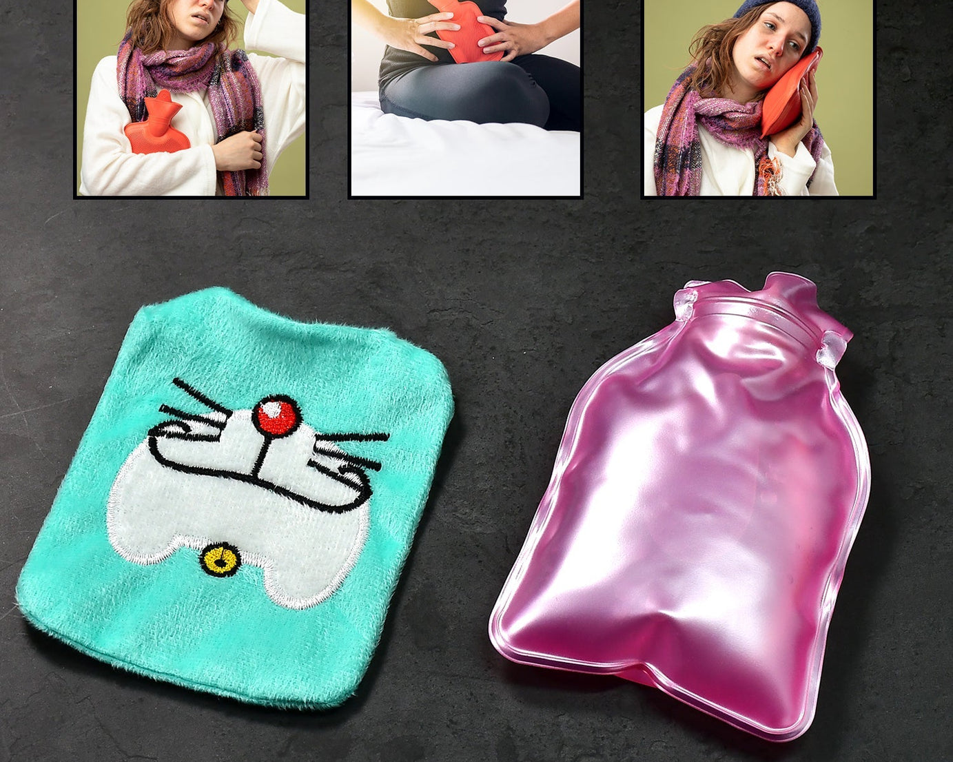 Doremon Cartoon Small Hot Water Bag with Cover for Pain Relief