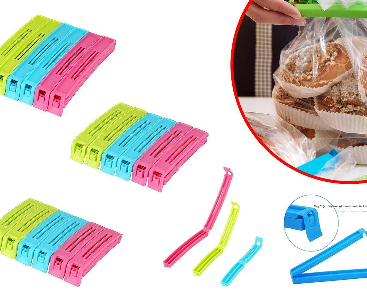 0105 Plastic Snack Bag Clip Sealer Set (18 Pcs, Multicolour)