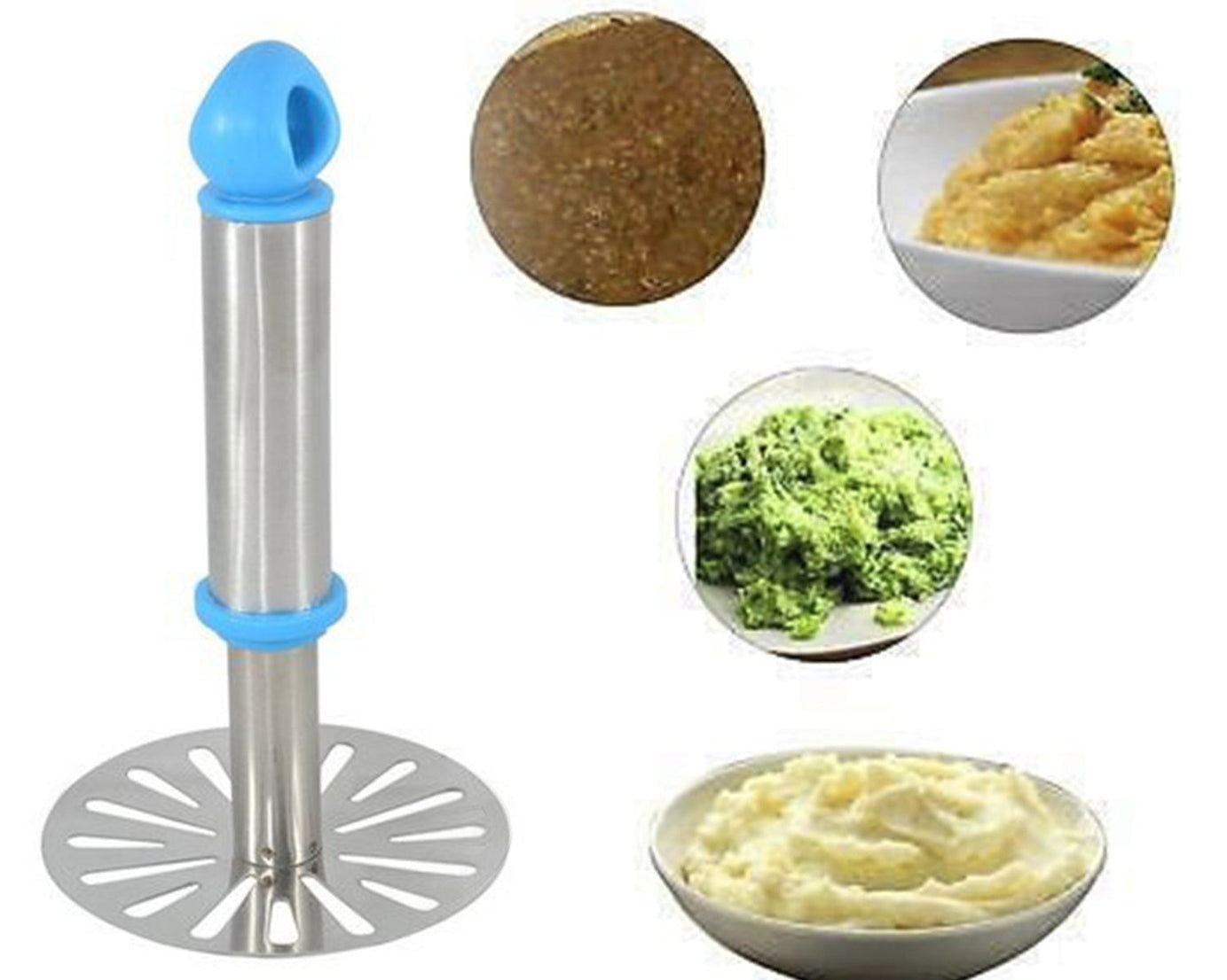 Pav bhaji masher made of stainless steel, ideal for mashing vegetables.