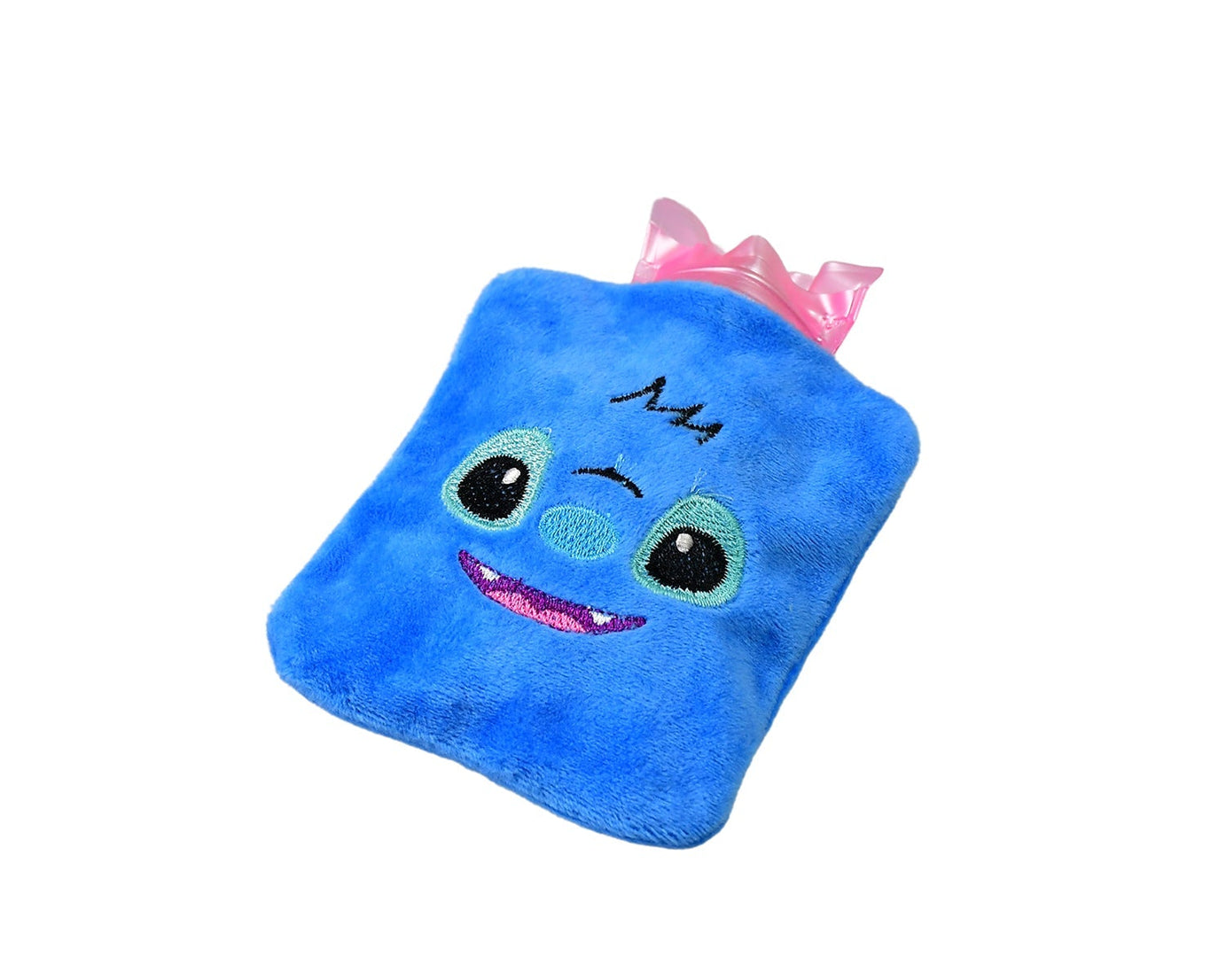 Blue stitch hot water bag designed for neck, shoulder, hand, and feet warmth