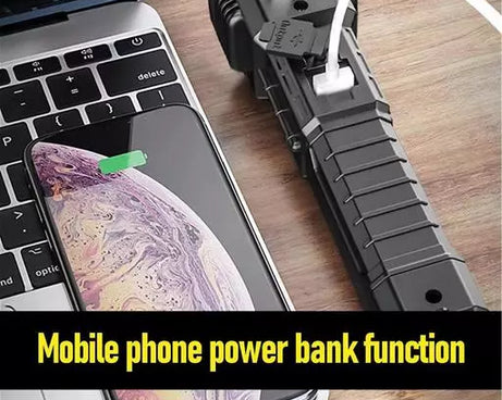 Portable 3w Rechargeable Torch LED Flashlight Long Distance Beam Range, Hammer and Strong Magnets, Window Glass and Seat Belt Cutter 4 Modes for Car Camping Hiking Indoor Outdoor