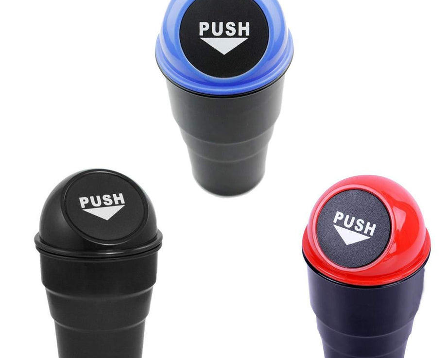 Compact car dustbin for convenient trash disposal.