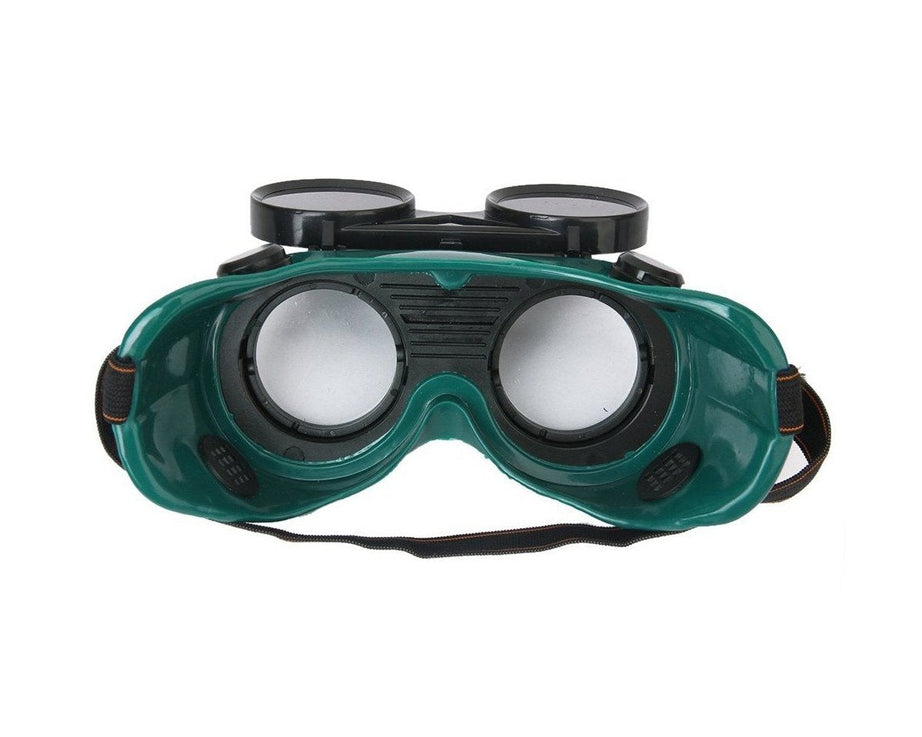 Dark green welding goggles, large size.