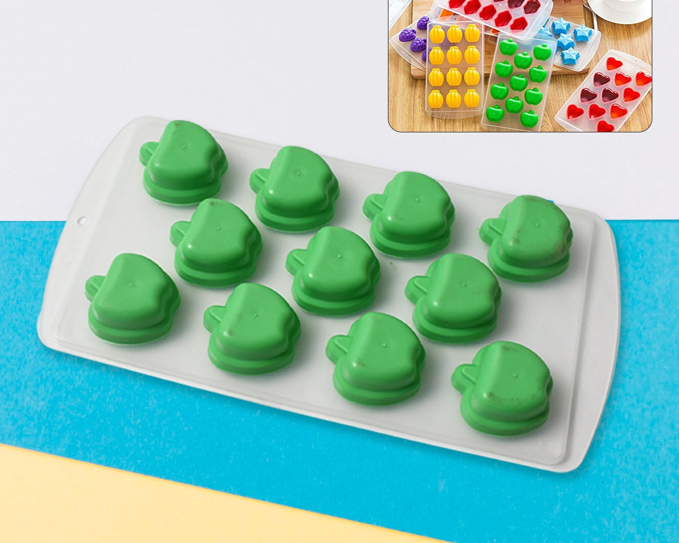 Silicone Mold Ice Cube Tray Creative Sweet Multi Type Ice Tray Buckets, Ice Cube Trays Multi Fruit Shape Ice Tray (1 Pc)