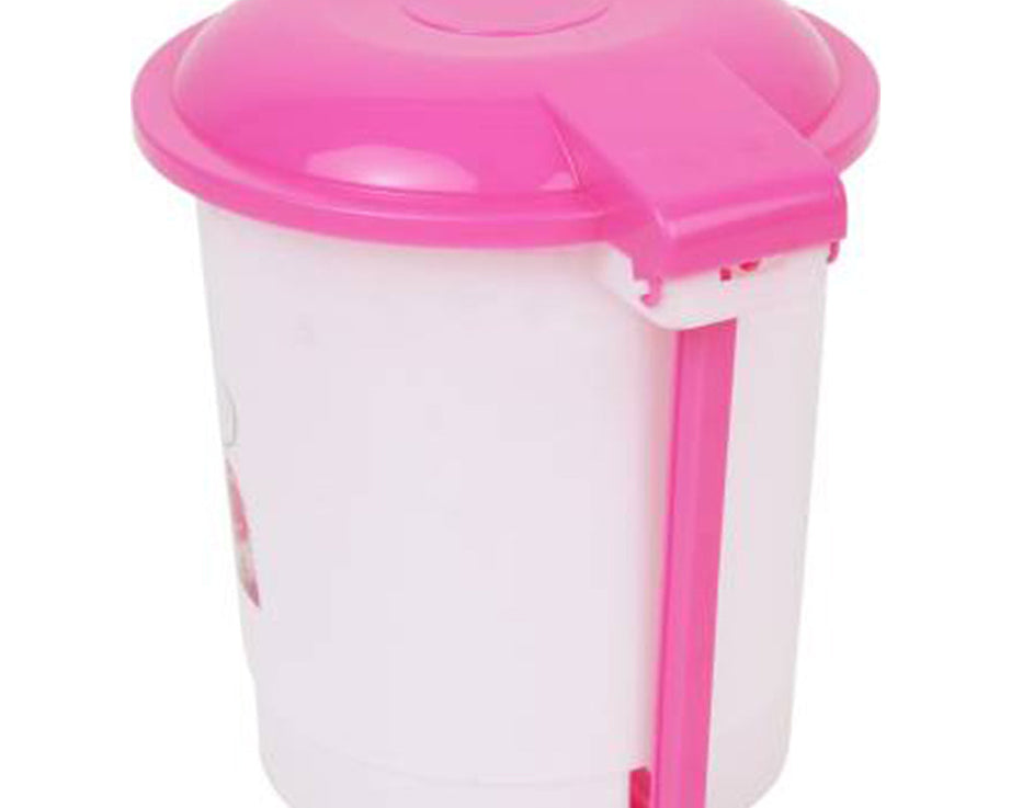 Desk dustbin with pedal for hands-free waste disposal in compact spaces.