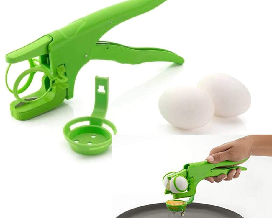 Egg cracker with separator for efficient cracking.
