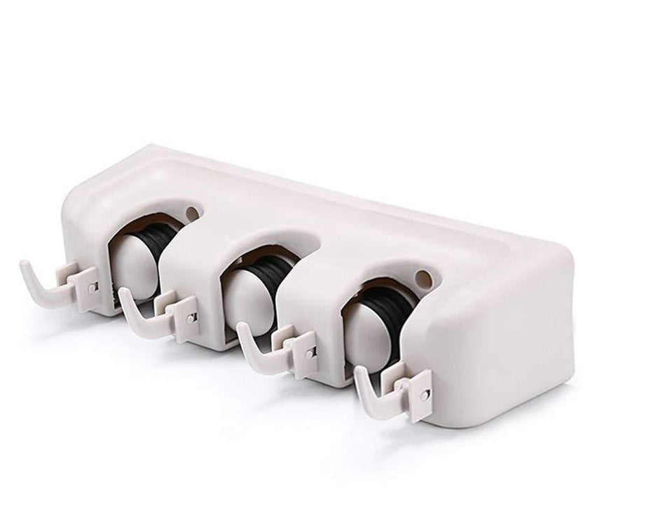 3-layer holder for mop and broom, space-saving.