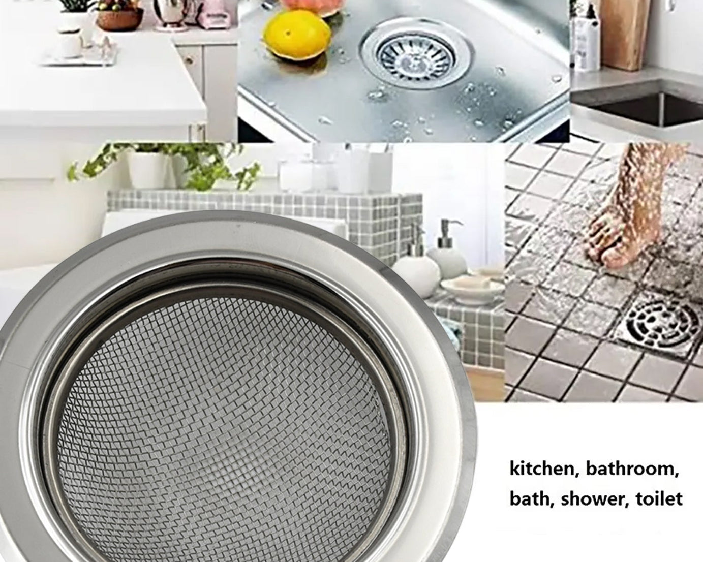 Medium Size Stainless Steel Sink Strainer Kitchen Drain Basin Filter Stopper Drainer