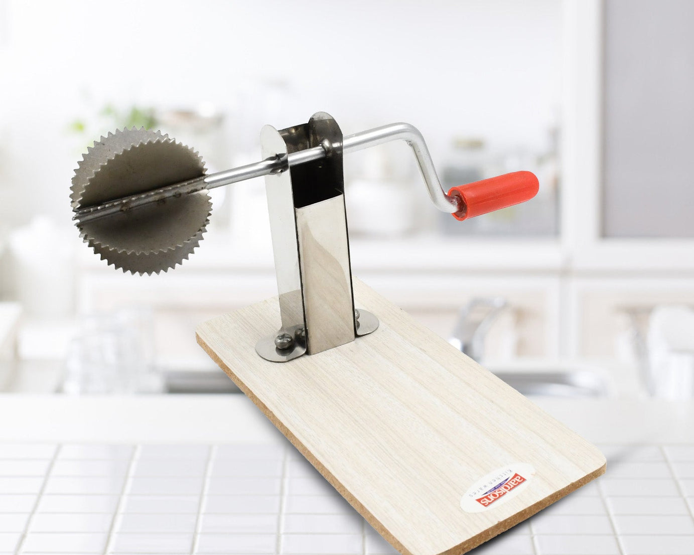 Wooden base coconut scraper 