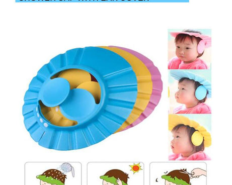 Adjustable shower cap for gentle baby bath time.
