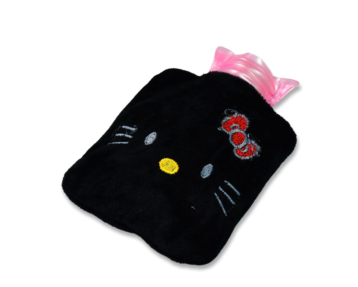 Hello Kitty hot water bag in black, ideal for neck, shoulder, and hand warmth