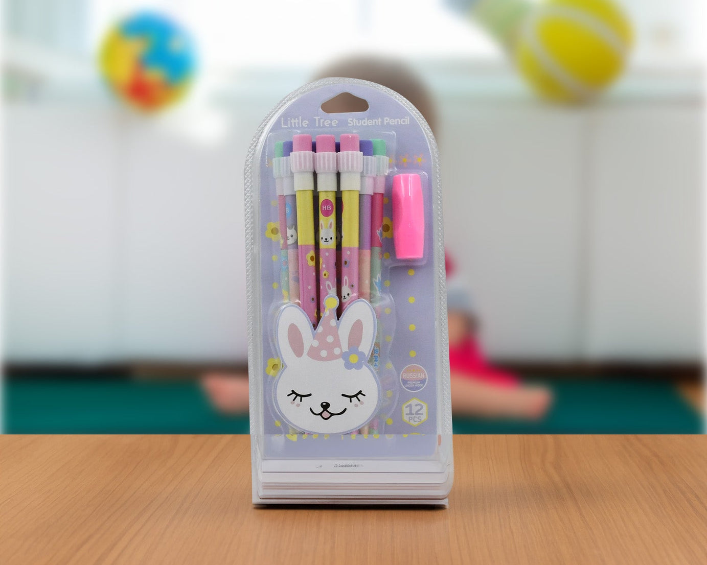 Cute Rabbit Bear Drawing Graphite Writing Pencil Set with Pencil Sharpener & Eraser, Pencil and Eraser Set with Eraser for Kids, for Girls, Fancy School Stationary, Birthday Party Return Gift (14 Pc Set)