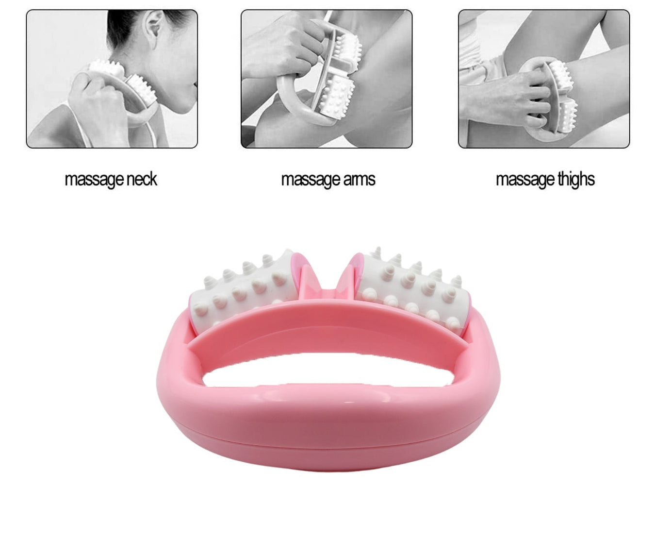 Manual Round Handle Plastic 2 Rollers Massage Roller Cellulite Roller for Legs, Arms, Back, Muscle Pain Relief and Muscle Relaxation