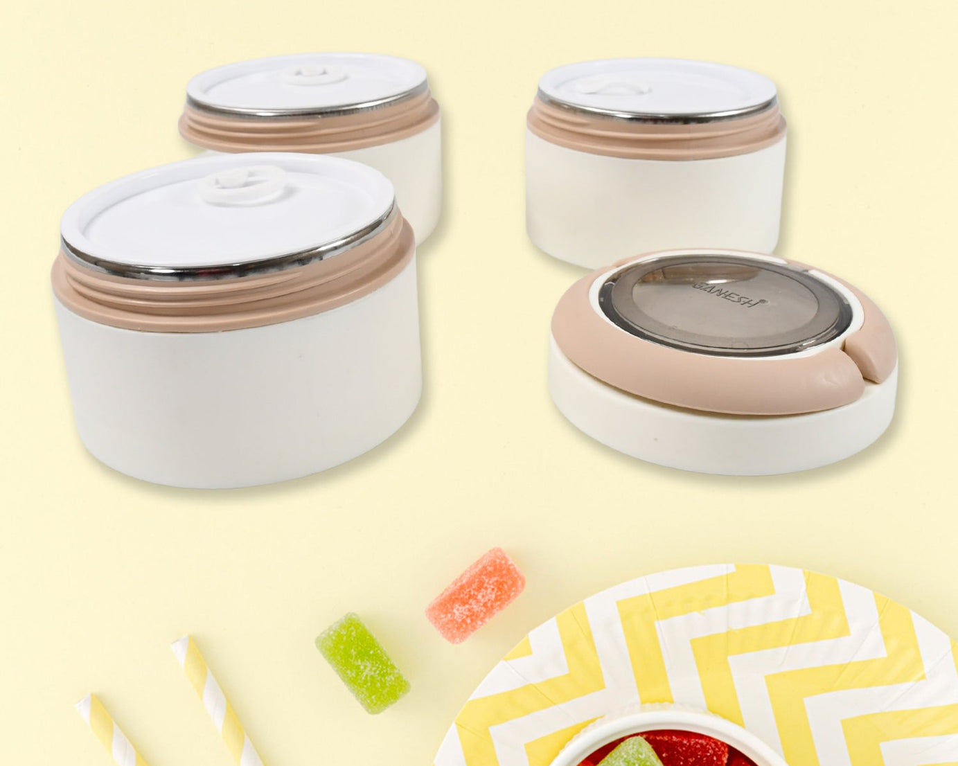 Ganesh Smart Stack 3 Layer Portable Lunch Box Stainless Steel Airtight Leak-Proof Lunch Box for Office, School, Picnic: Color May Vary (3 Layer)