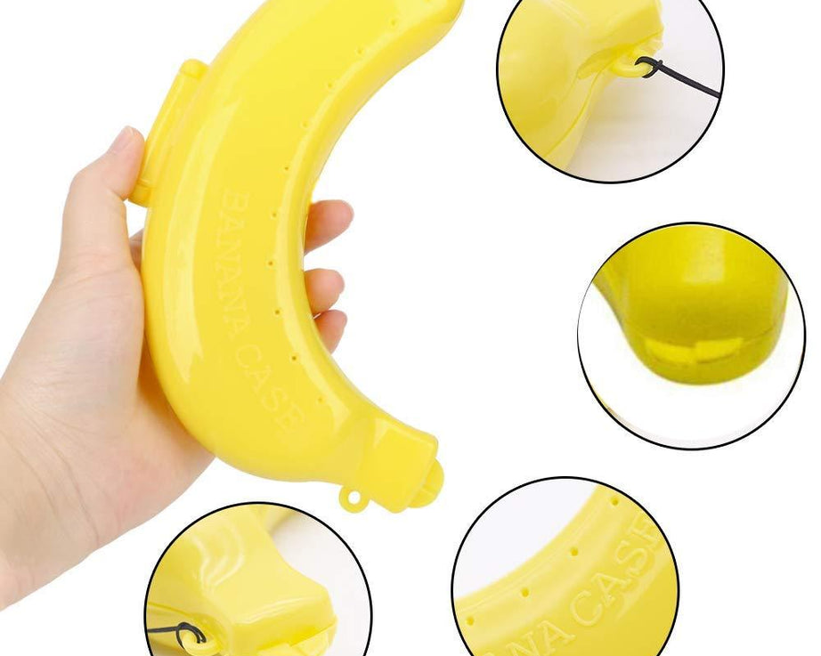 Yellow banana case for carrying snacks.