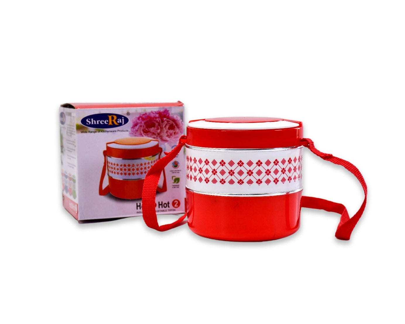 Blue lunch box with 2 layers.