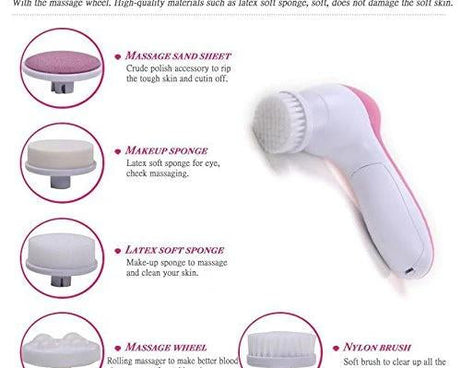 Pink 5-in-1 massager for body and face care.