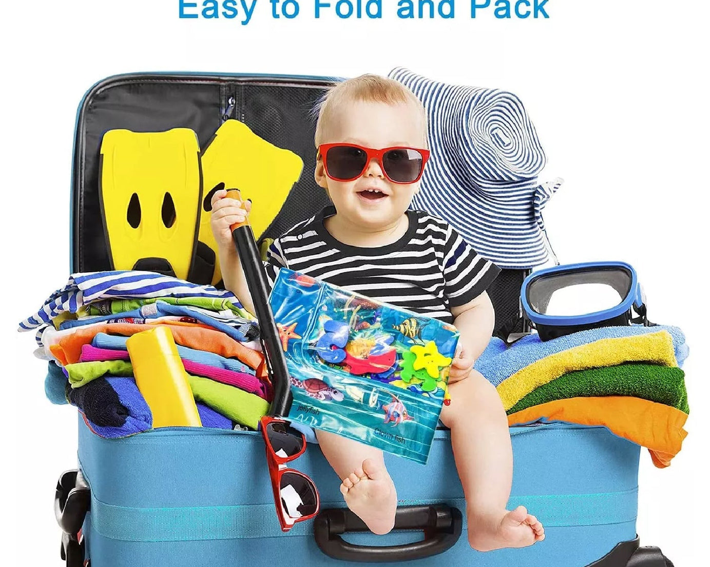 Inflatable baby play mat with water