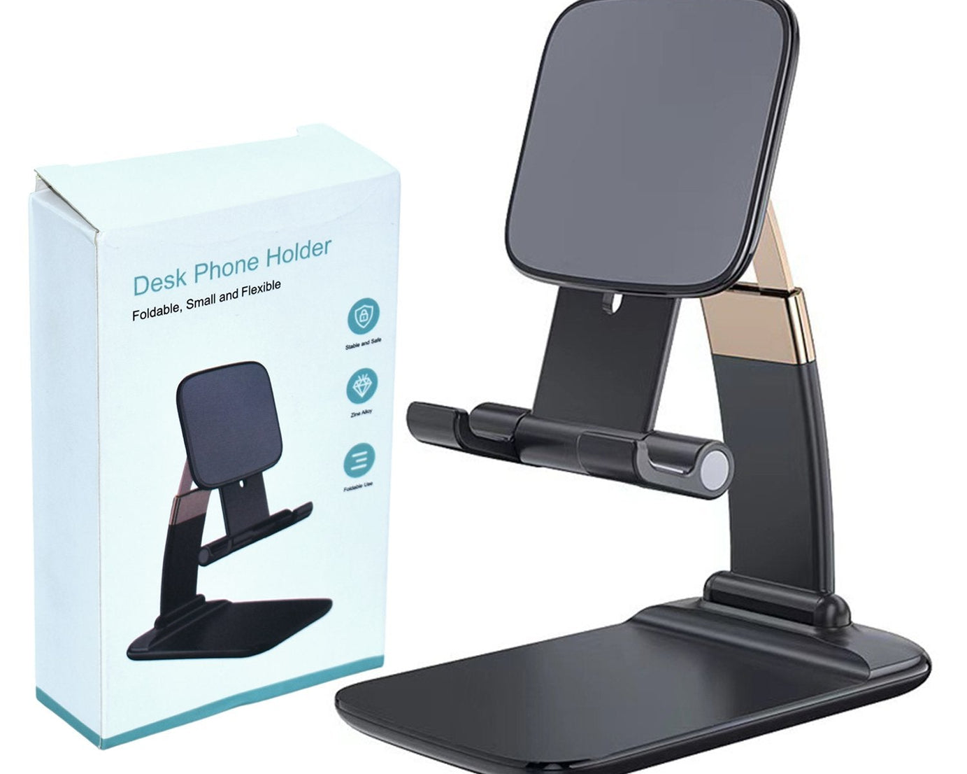 Phone Holder for Table, Foldable Universal Mobile Stand for Desk