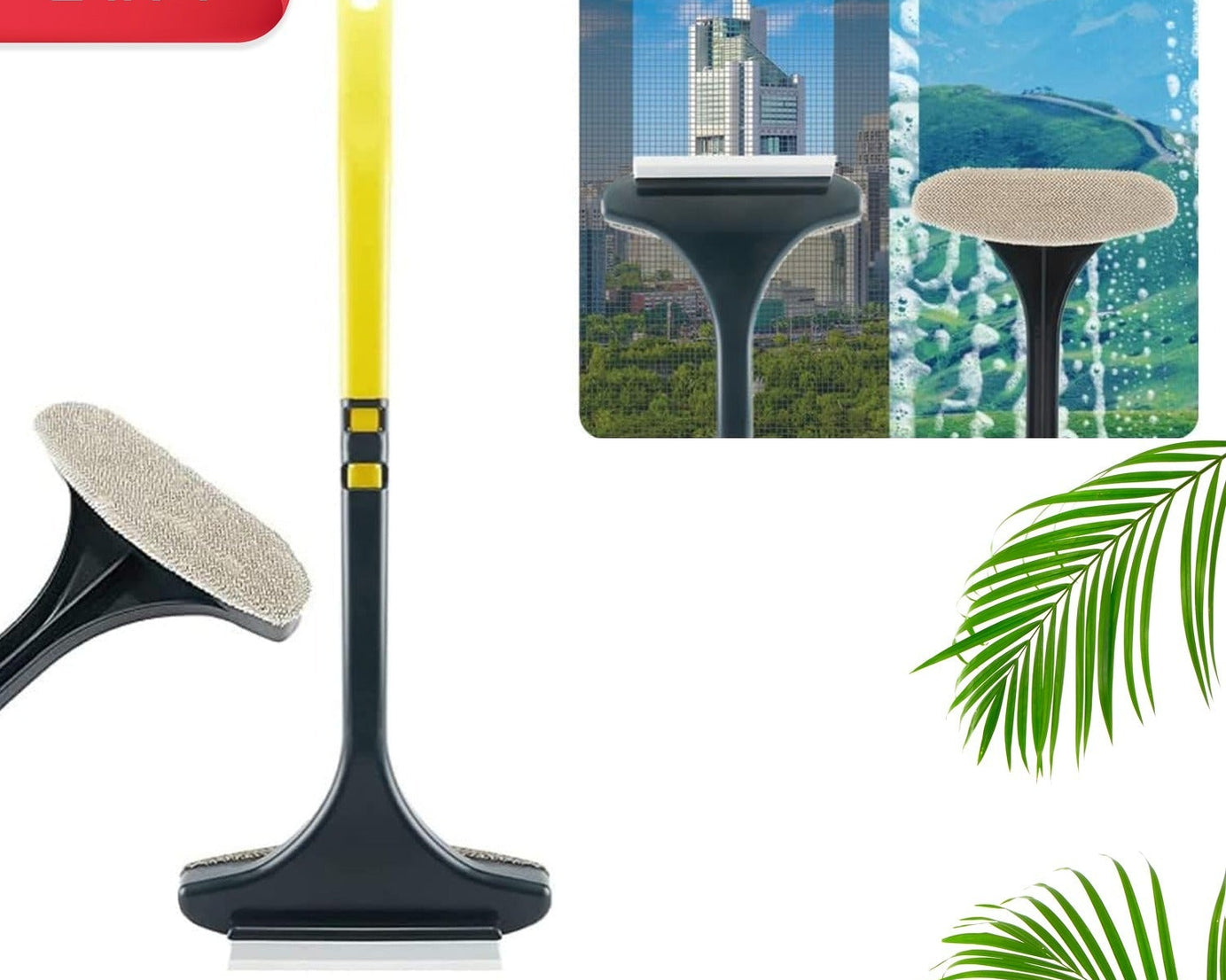 Brush 2 in 1 Mesh Cleaning Brush & Wiper with Extended Handle Window Cleaning Brush Net Cleaner,Magic Window Cleaner Brush, Window Mesh Cleaner (1 Pc)