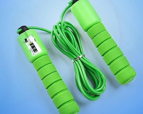 Electronic counting skipping rope for workouts.