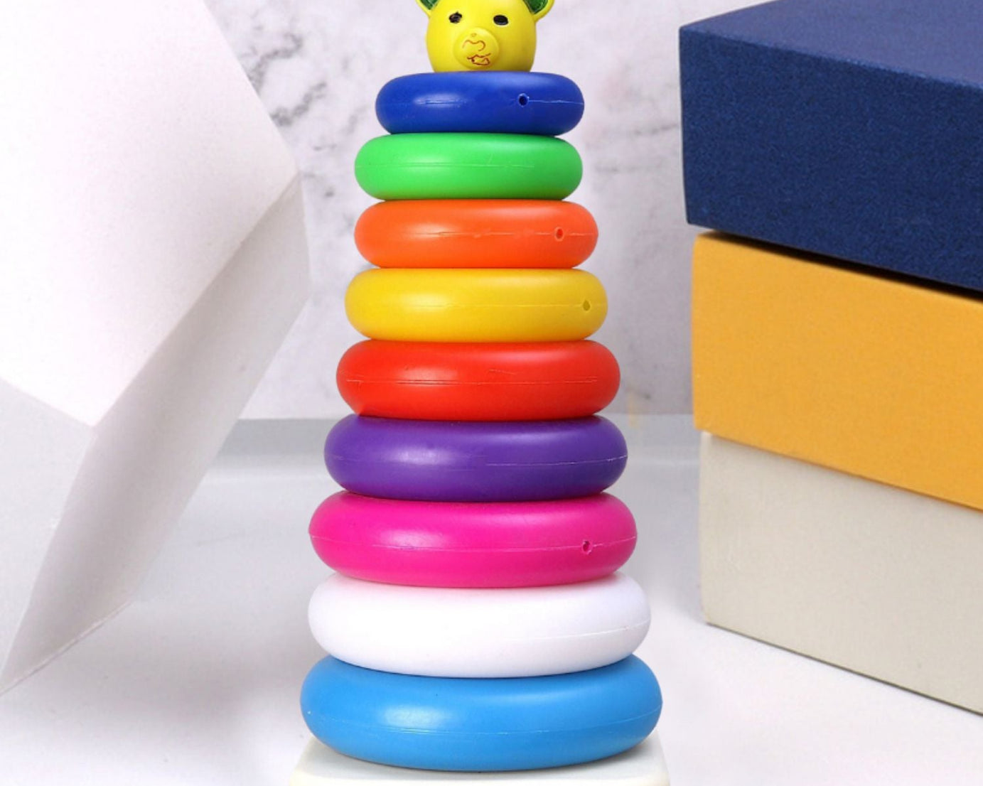 Set of 9 plastic teddy bear stacking rings