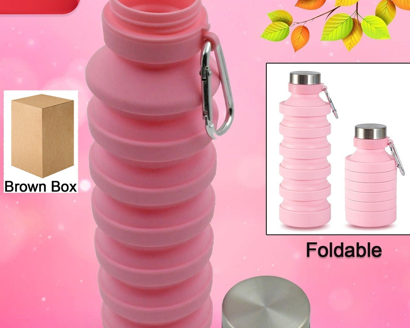 Foldable Water Bottle, Silicone Leak Proof Portable Sports Travel Water Bottle for Outdoor, Gym, Hiking (1 Pc / 24 cm Foldable)