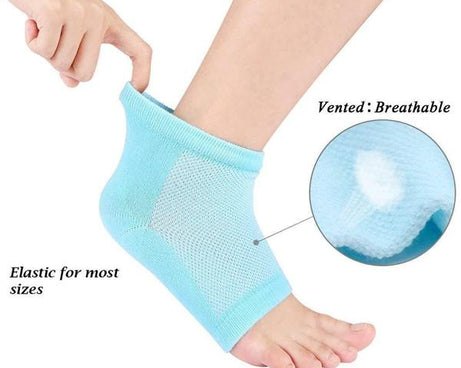 Gel heel socks for cushioning and support.