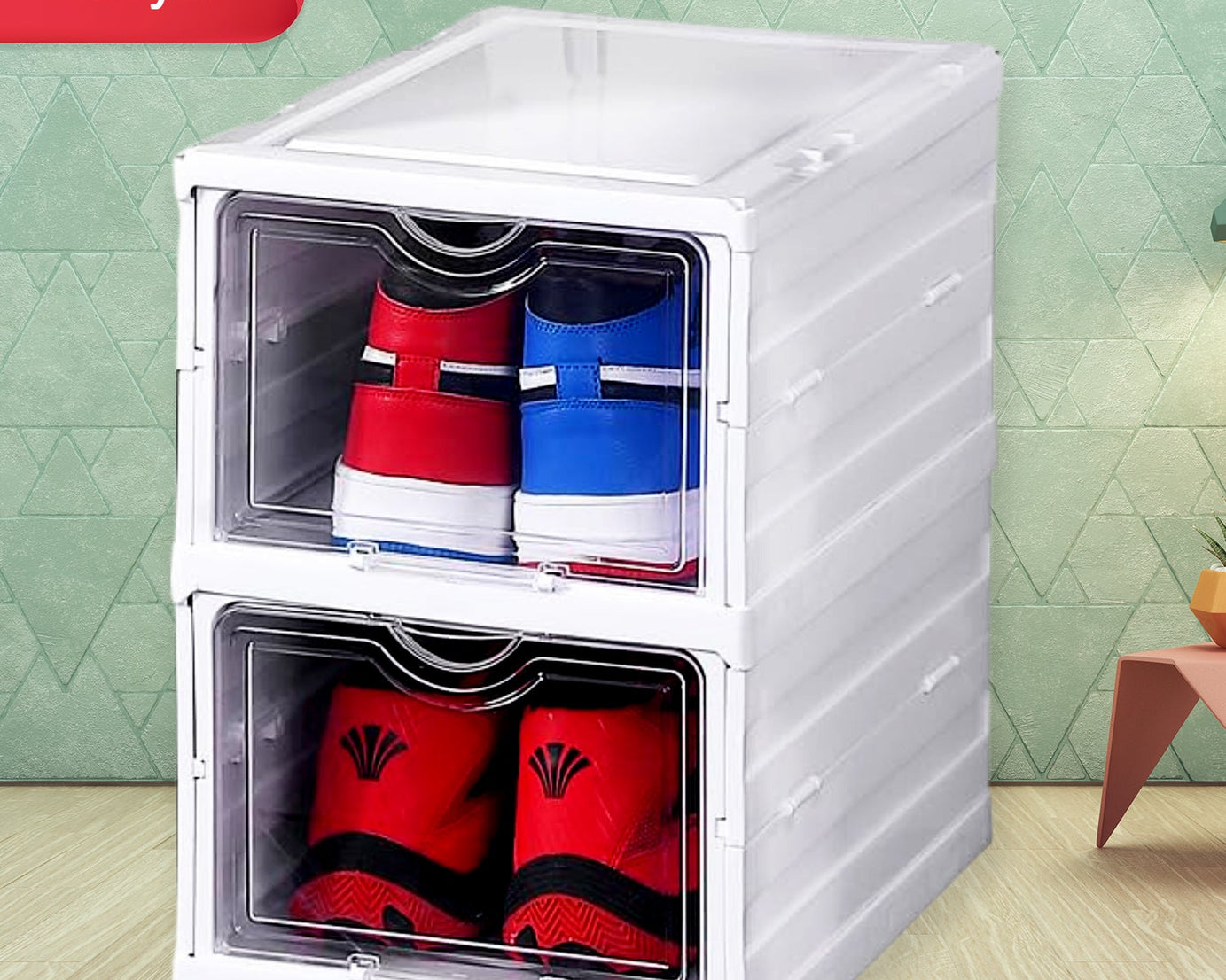 Stackable Multifunctional Storage, for Clothes Foldable Drawer Shelf Basket Utility Cart Rack Storage Organizer Cart for Kitchen, Pantry Closet, Bedroom, Bathroom, Laundry (2 / Layer 1 Pc)