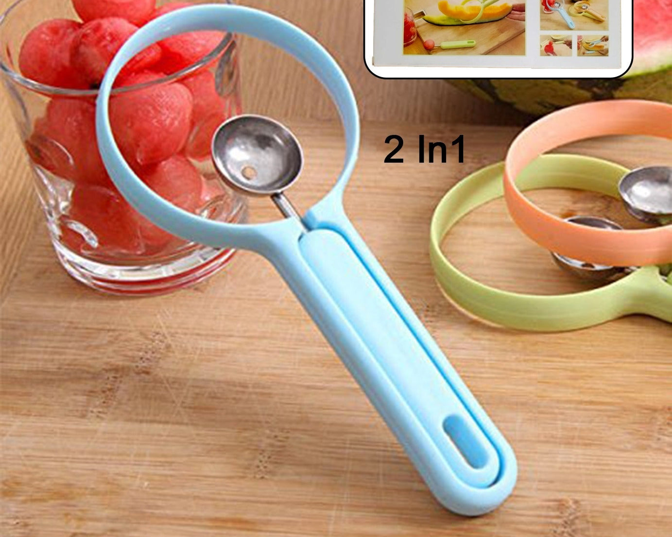 2 in 1 Kitchen Tool - Soft Fruit Peeler and Baller - Avocado, Papaya, Watermelon, Honey Dew - Kitchen Gadget Tool (1 Pc)