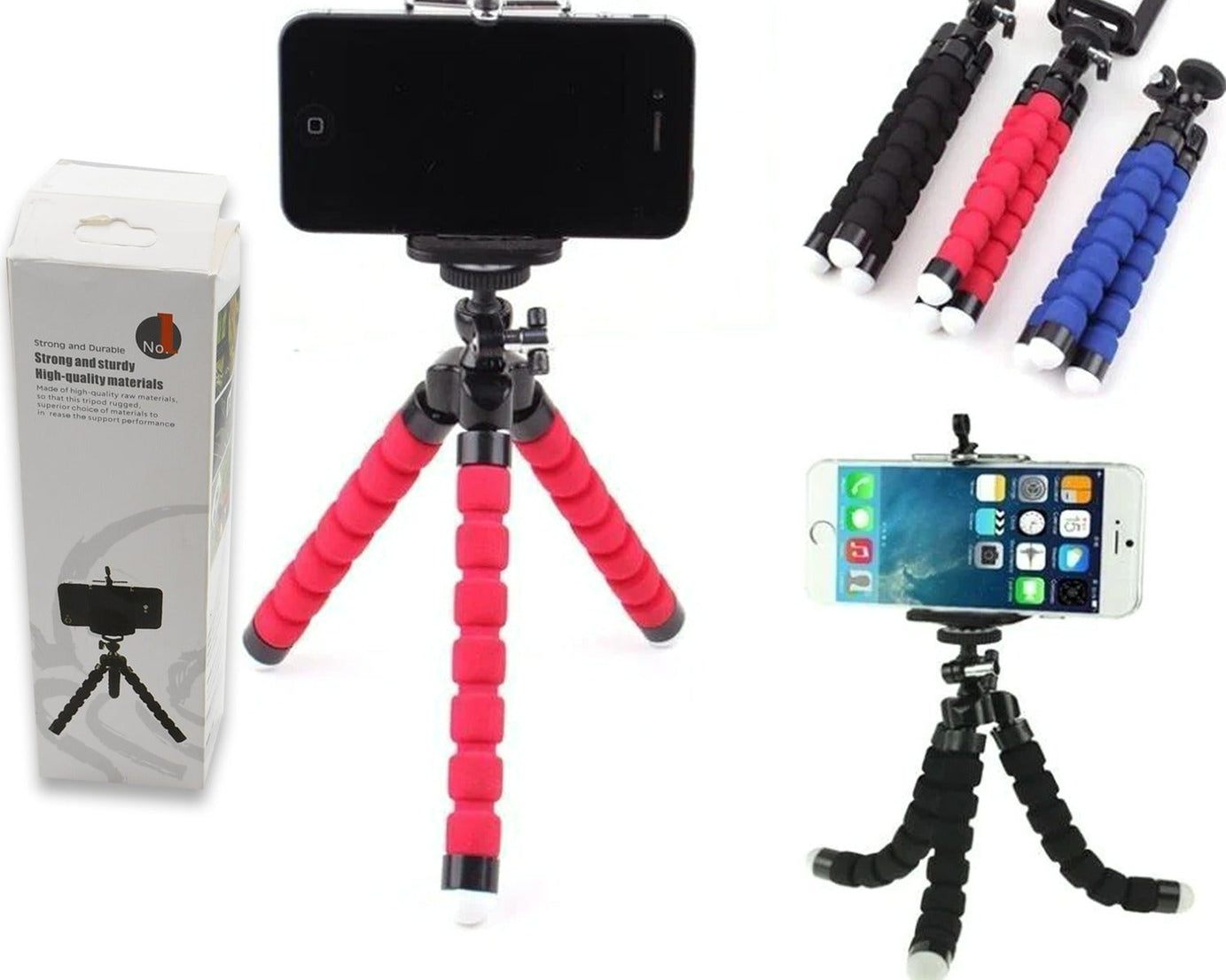 Portable Mini Octopus Tripod Stand with Phone Holder for Live Selfie, Mobile Phone Portable and Adjustable Stent
