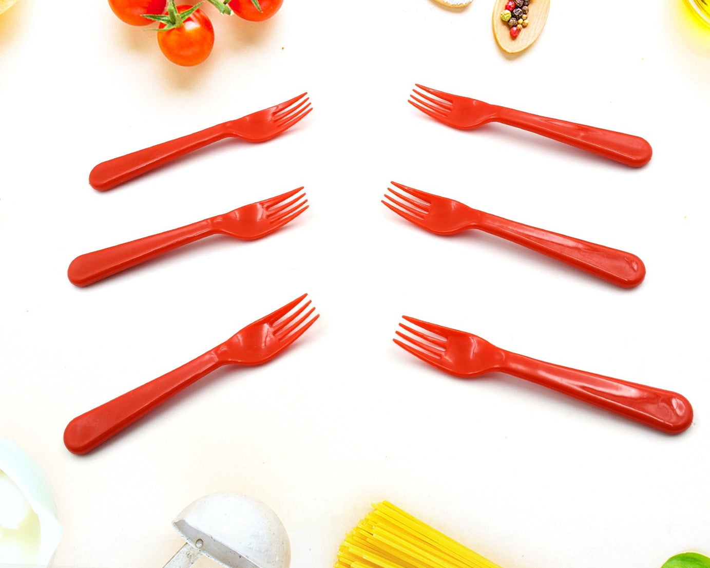 Plastic Fork Spoon, Fork Spoon Set, Fruit Fork Spoon Set | Baby Fork Spoon/Vegetable Fork Spoon, Plastic Salad Spoon, Dessert Spoon (6pc set)
