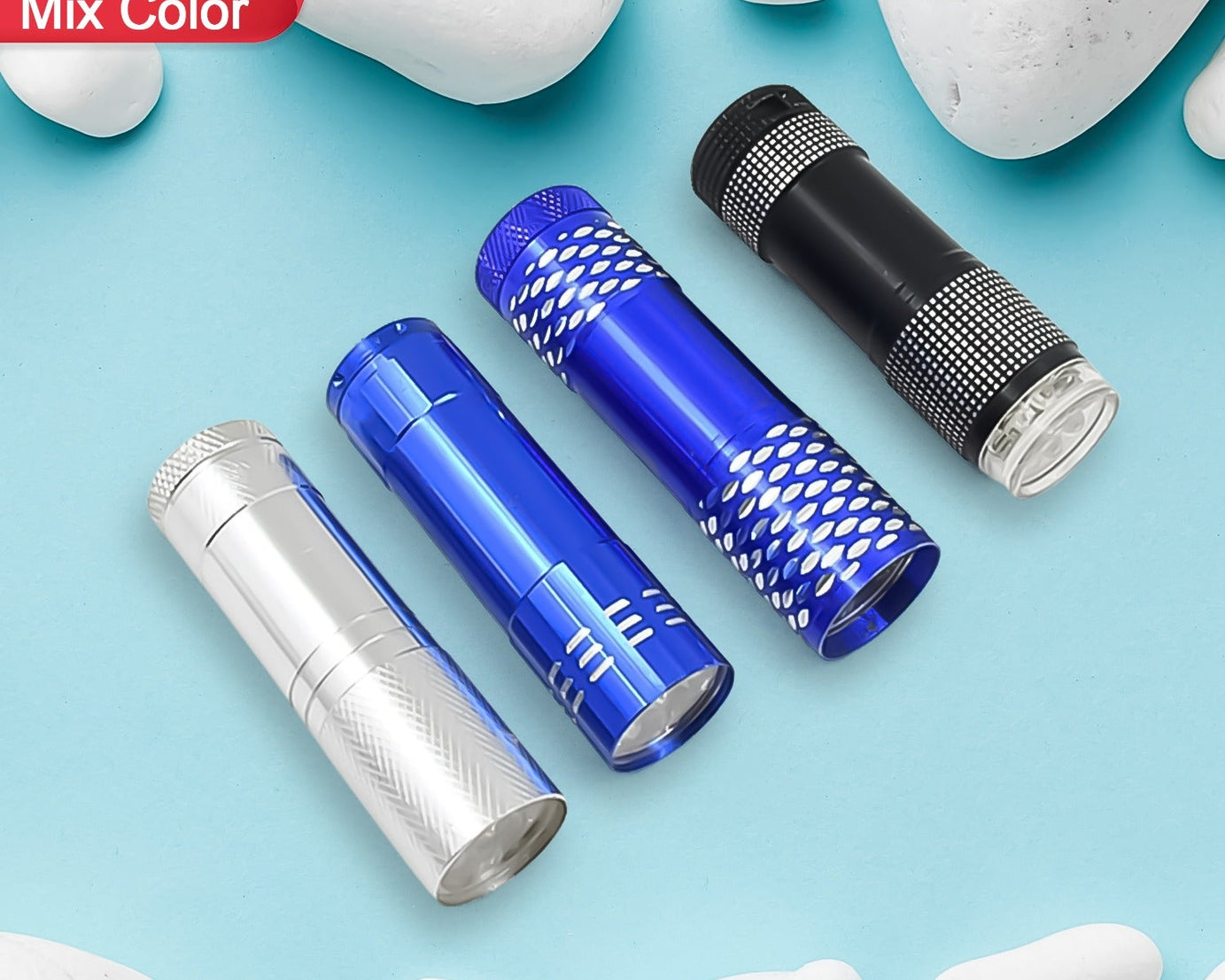 Portable Mini Torch, Super-Bright Mini 9 LED Bulb Pocket Torches - Torch Flashlight for Camping, Hiking, DIY, Travelling, Outdoors and More 3 Battery operated (Battery not included / 1 pc / Mix Color)