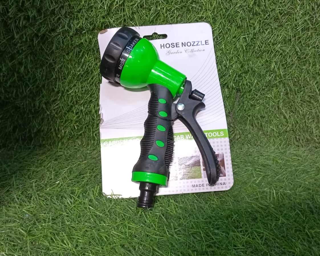 Metal garden hose nozzle with 8 functions