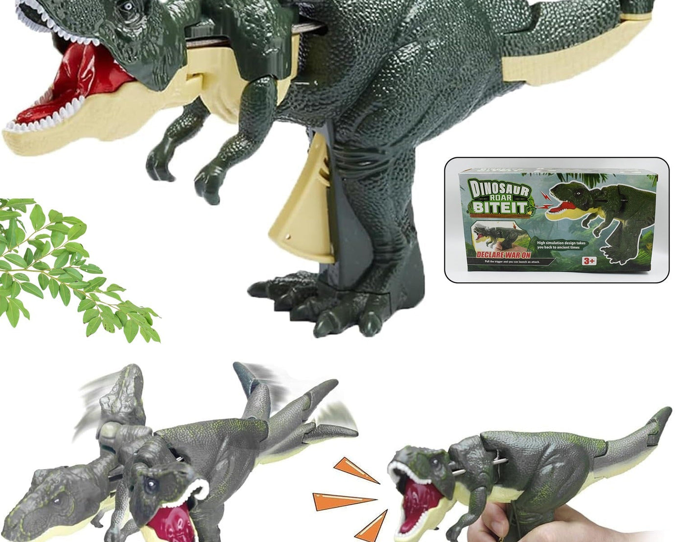 Dinosaur Roaring Toys Trigger, Dinosaurs Toys with Dinosaur Sound Lighting Model Vibrating Head Moving (3 + Years / 1 Pc)