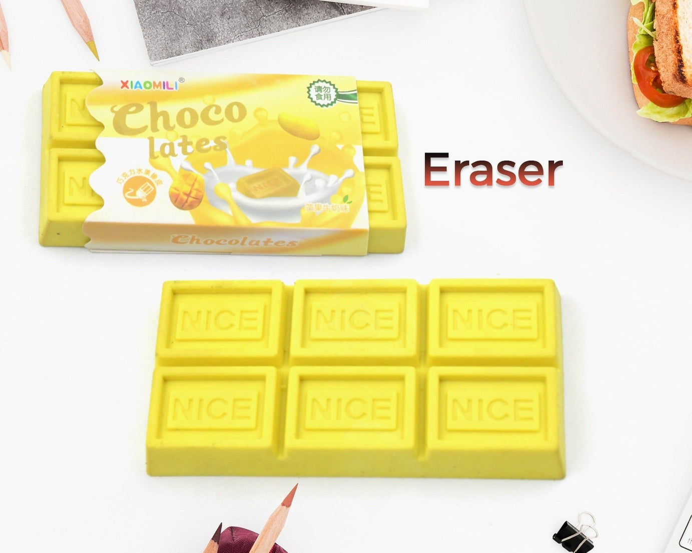 Chocolate Shaped Erasers for Kids - Soft Pencil Erasers for School & Office
