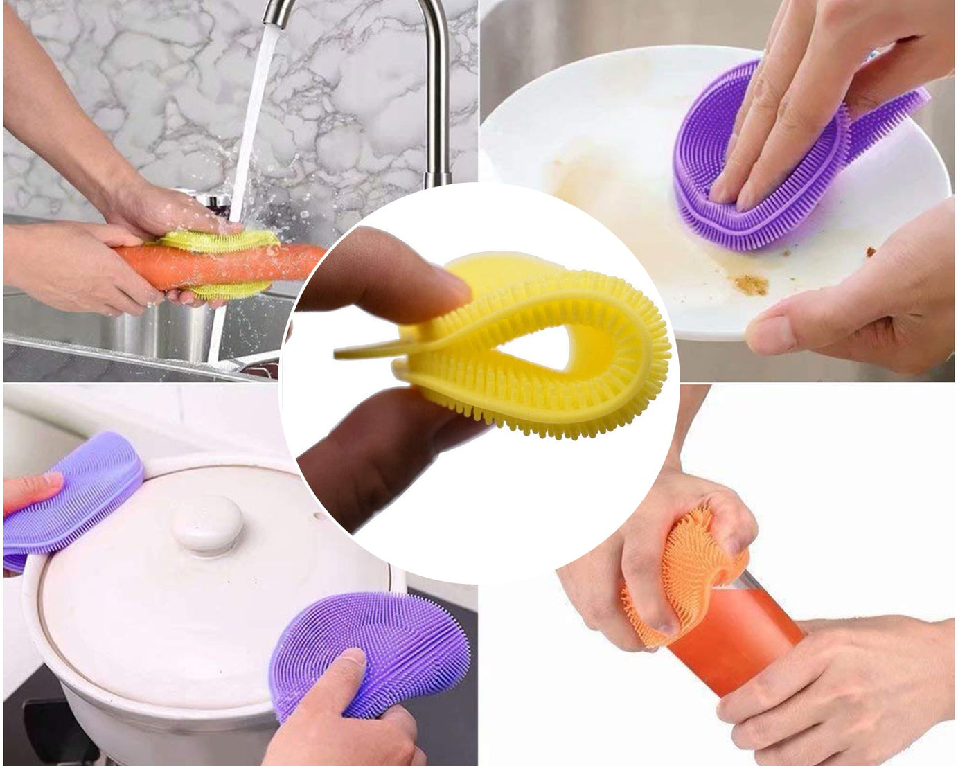 Silicone dish scrubber in mix colors, mildew-free and effective.