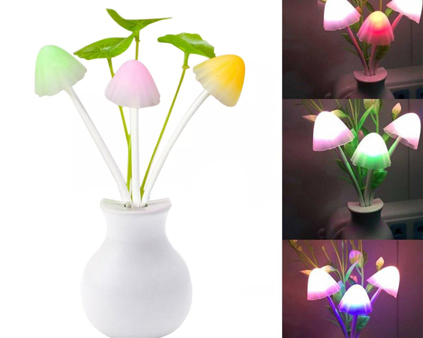 LED mushroom night light with auto sensor.