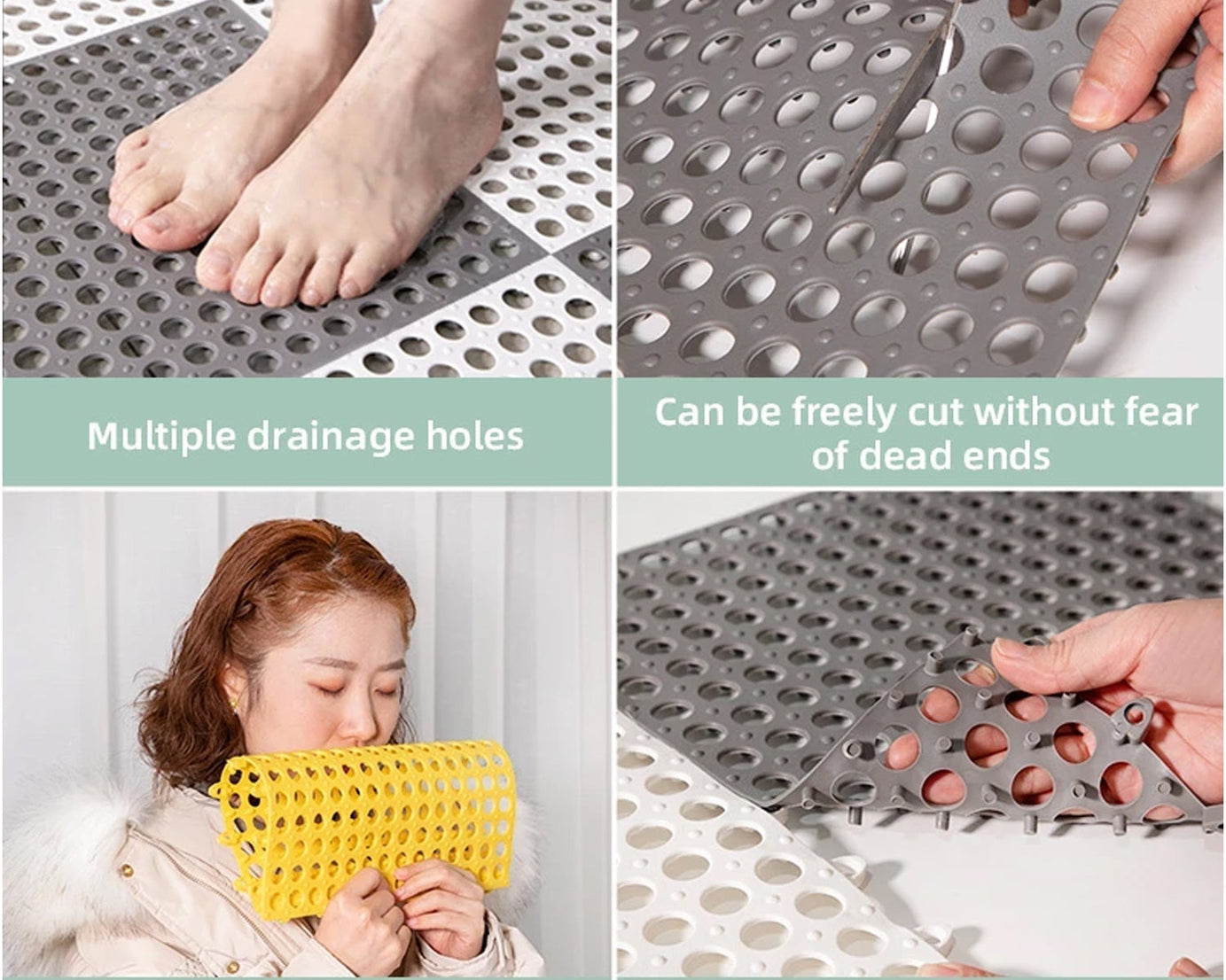 Bath mat with anti-slip properties for preventing falls