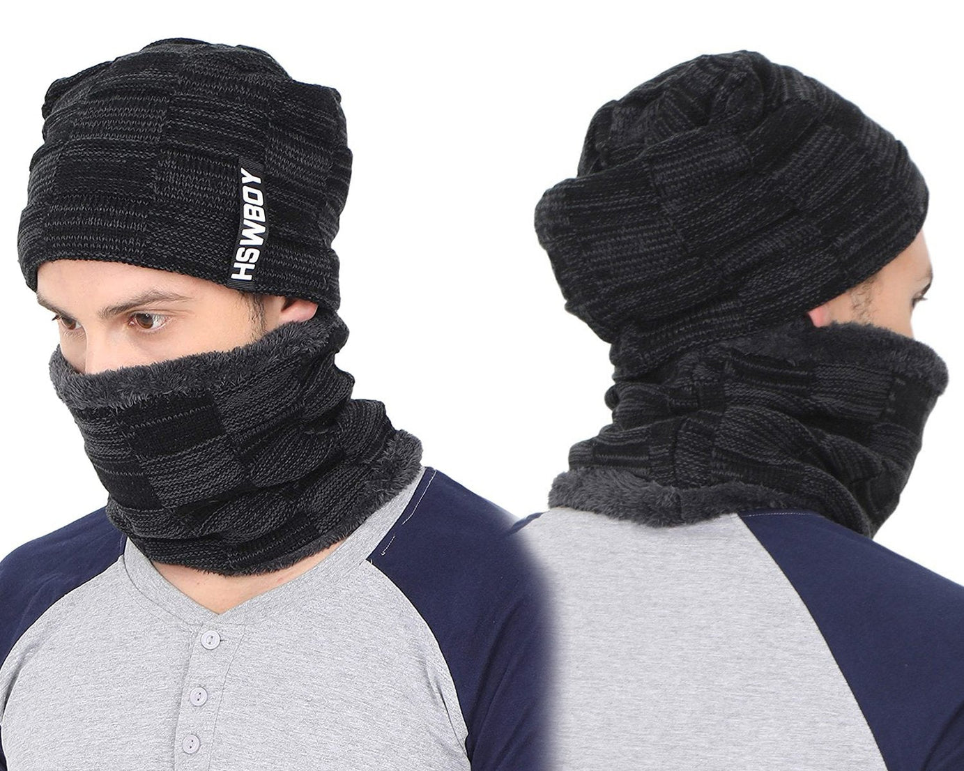 Ultra Soft Unisex Woollen Beanie Cap Plus Muffler Scarf