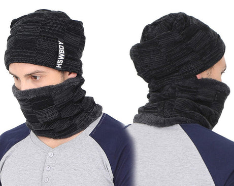 Ultra Soft Unisex Woollen Beanie Cap Plus Muffler Scarf