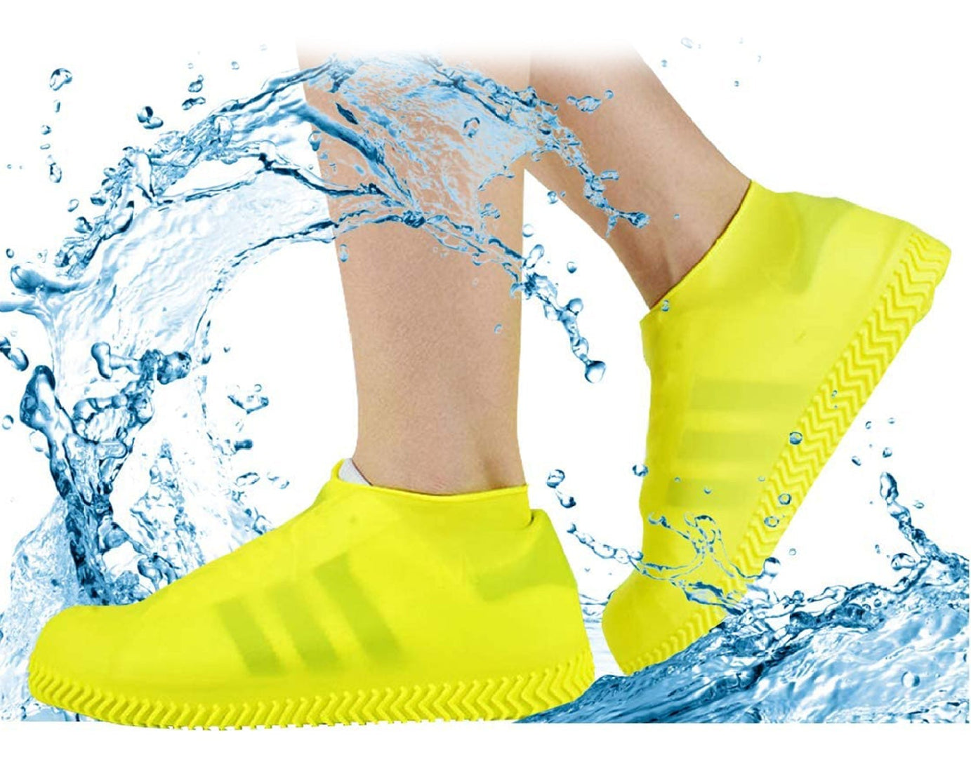 Waterproof silicone shoe covers with non-slip grip