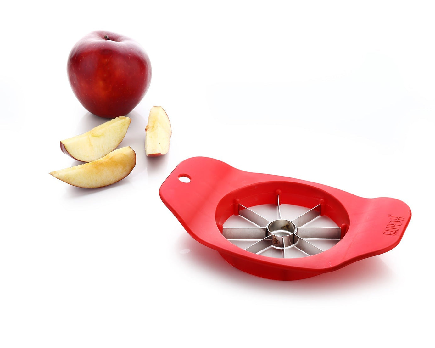 Ganesh plastic and stainless steel apple cutter, colors may vary.