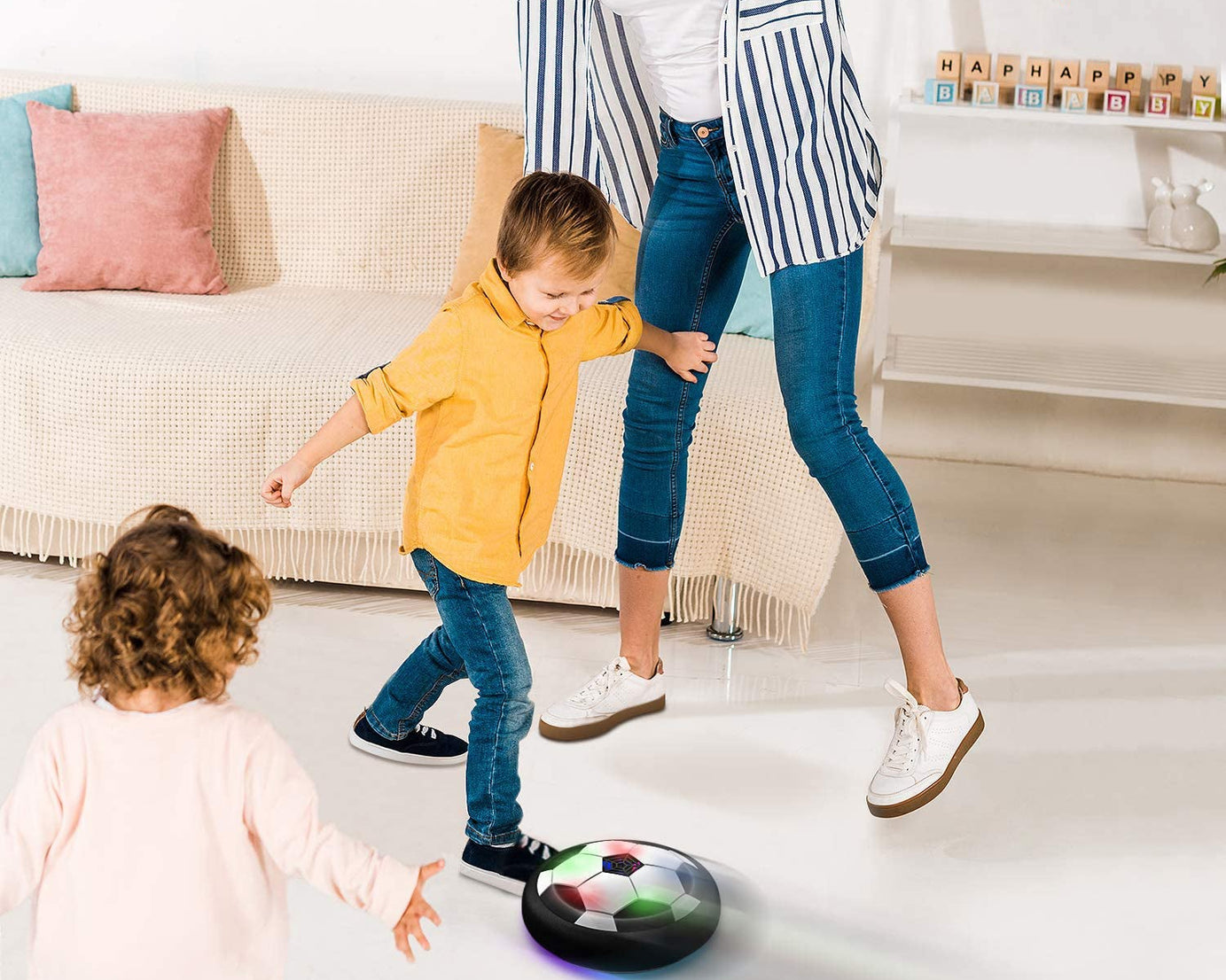 LED hover ball for playful fun and household entertainment.