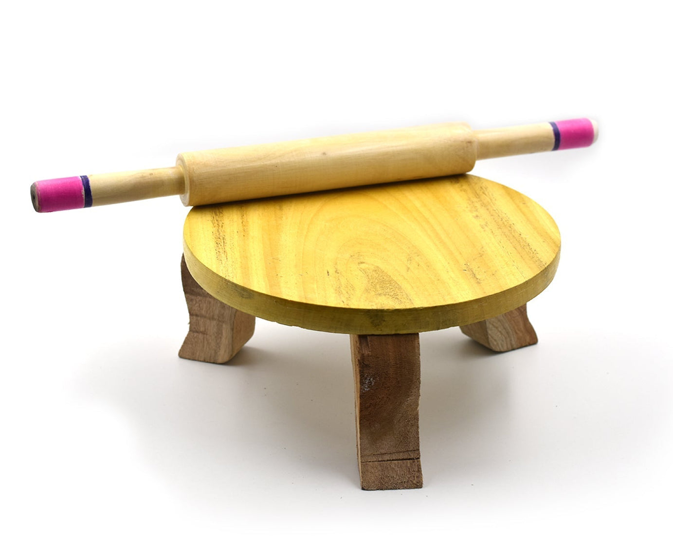 Traditional wooden belan for various kitchen tasks, including rolling dough